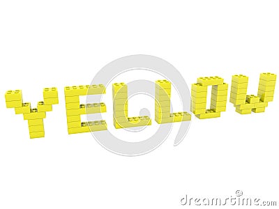 YELLOW concept from yellow toy bricks to white Stock Photo