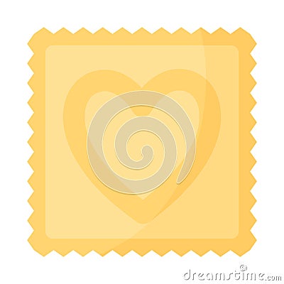 Yellow condom packaging design with heart Vector Illustration