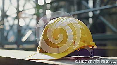 Yellow Construction Helmet: Safety First Stock Photo