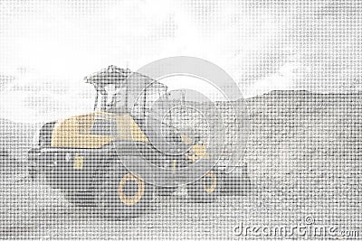 Yellow Construction Machine - ASCII Art Stock Photo