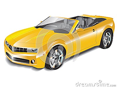 Yellow Convertible Sports Car Vector Illustration