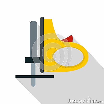 Yellow cordless reciprocating saw icon, flat style Vector Illustration