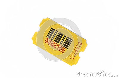 Yellow coupon with serial number Stock Photo