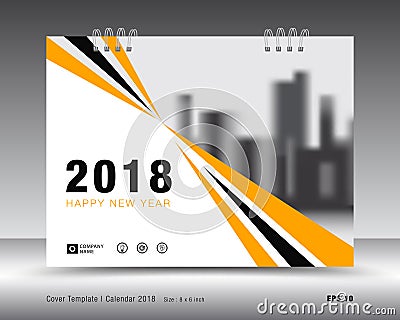 Yellow Cover calendar 2018 template, poster layout Vector Illustration