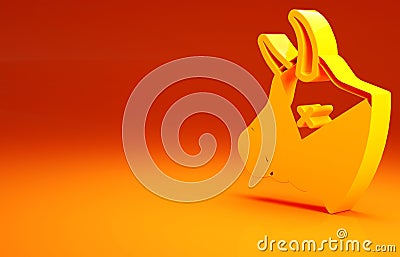 Yellow Cow head icon isolated on orange background. Minimalism concept. 3d illustration 3D render Cartoon Illustration