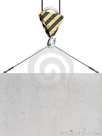 Yellow crane hook lifting Stock Photo