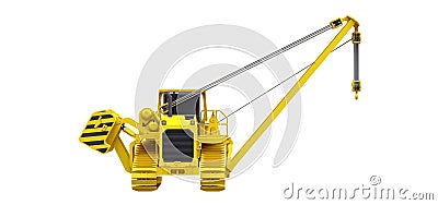 Yellow crawler crane with side boom. 3d rendering Stock Photo