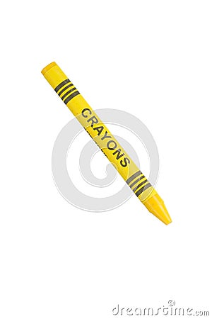 yellow crayon isolated on white ready to write Stock Photo