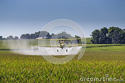 Yellow Crop Duster Stock Photo