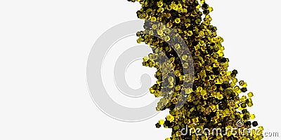 Yellow cubes, glass material, copy space, 3d render illustration Cartoon Illustration