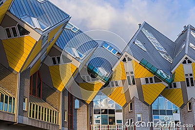 Yellow cubic houses - Rotterdam Netherlands Stock Photo