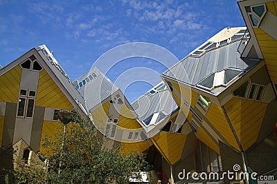 Yellow Cubic Houses - Rotterdam - Netherlands. Editorial Stock Photo