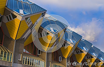 Yellow cubic houses - Rotterdam Netherlands Editorial Stock Photo