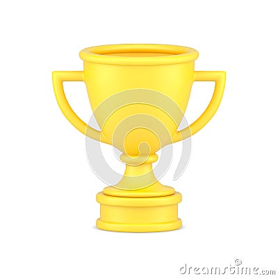 Yellow cup winner 3d icon. Main prize for successful champion Vector Illustration