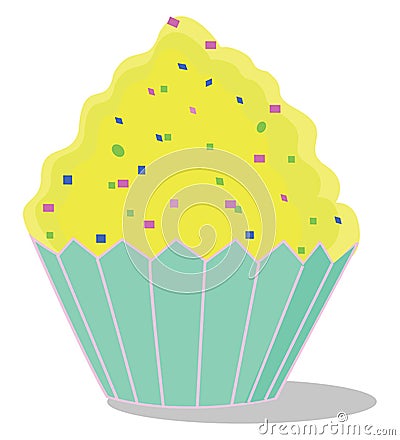 Yellow cupcake, illustration, vector Cartoon Illustration