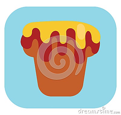 Yellow cupcake, icon Vector Illustration