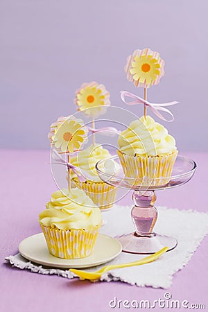 Yellow cupcakes Stock Photo