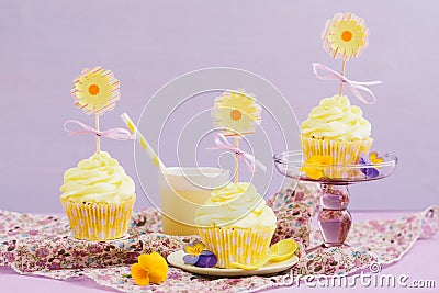 Yellow cupcakes Stock Photo