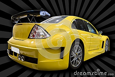 Yellow customized car Stock Photo