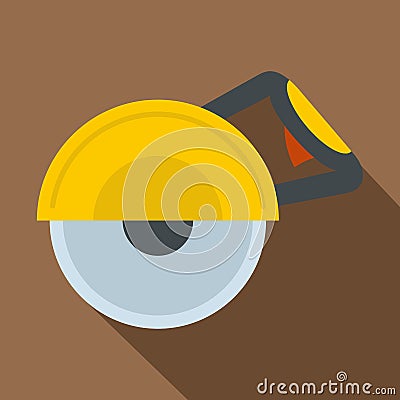 Yellow cut off machine icon, flat style Vector Illustration