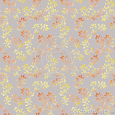 Yellow cute leaves. Retro watercolor autumn seamless pattern. Vintage design Stock Photo