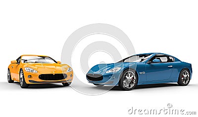 Yellow And Cyan Cars Stock Photo