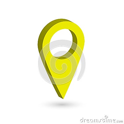 Yellow 3D map pointer with dropped shadow on white background. EPS10 vector illustration Vector Illustration