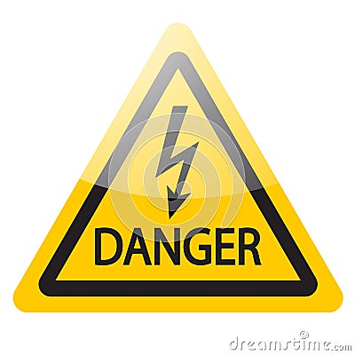 Yellow danger sign. Lightning warning symbol icon. Vector Vector Illustration