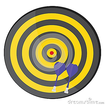 Yellow Dart board, icon Vector Illustration