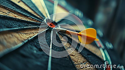 A yellow dart is shot at a target. Generative AI Stock Photo