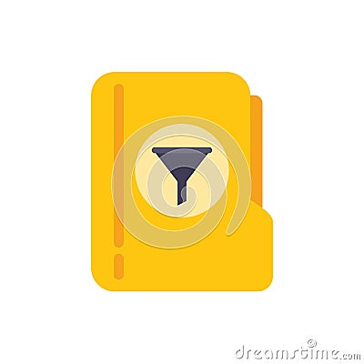 Yellow data folder presenting filtering function icon Vector Illustration