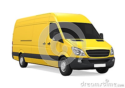 Yellow Delivery Van Isolated Stock Photo