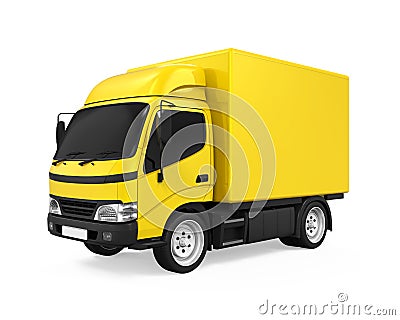 Yellow Delivery Van Isolated Stock Photo