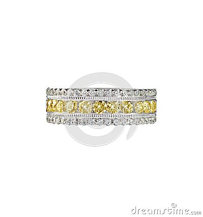 Yellow Diamond Wedding Band Ring Stock Photo