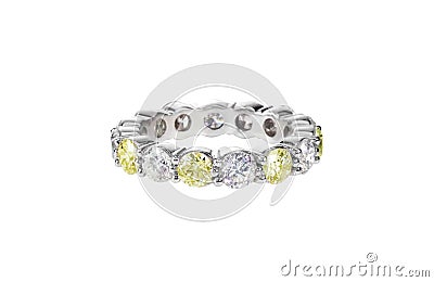 Yellow Diamond Wedding Band Ring Stock Photo