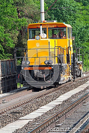 Yellow diesel locomotive. Editorial Stock Photo