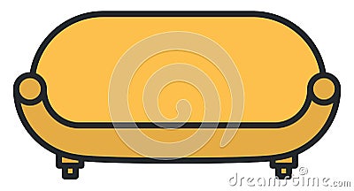 Yellow divan sofa, icon Vector Illustration