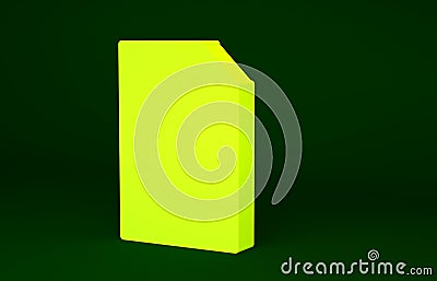 Yellow Document with graph chart icon isolated on green background. Report text file icon. Accounting sign. Audit Cartoon Illustration