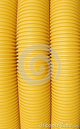 Yellow Drainage Piping Stock Photo