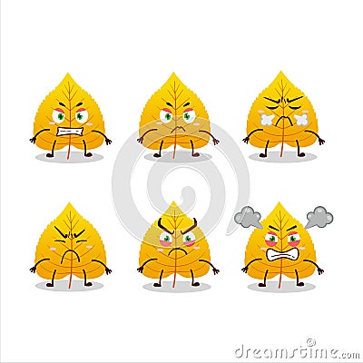 Yellow dried leaves cartoon character with various angry expressions Vector Illustration