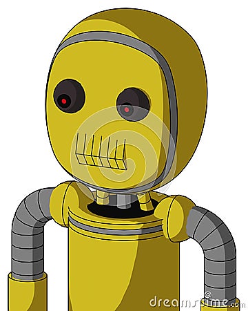 Yellow Droid With Bubble Head And Toothy Mouth And Red Eyed Stock Photo