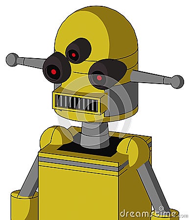 Yellow Droid With Dome Head And Square Mouth And Three-Eyed Stock Photo