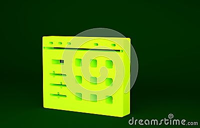 Yellow Drum machine icon isolated on green background. Musical equipment. Minimalism concept. 3d illustration 3D render Cartoon Illustration