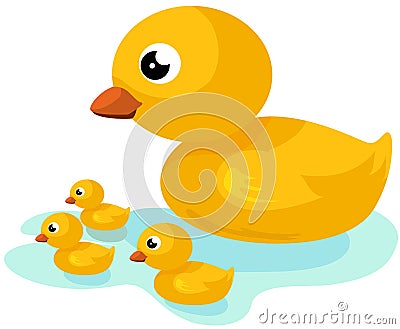 Yellow duck family Vector Illustration