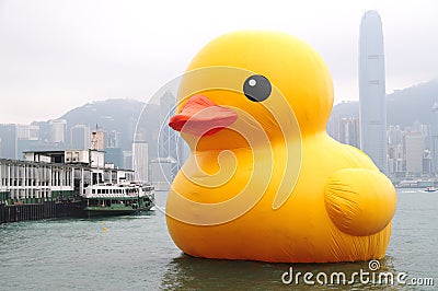 Yellow duck in Hong Kong Editorial Stock Photo