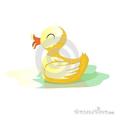 Yellow duck icon, cartoon style Vector Illustration