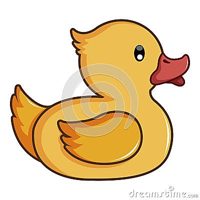 Yellow duck toy icon, cartoon style Vector Illustration