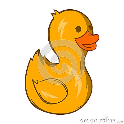 Yellow duck toy icon, cartoon style Vector Illustration