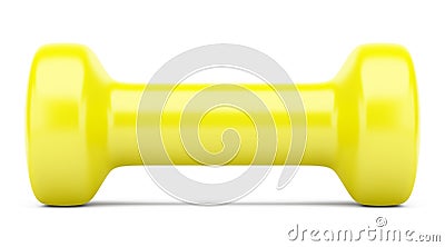 Yellow dumbbell isolated on white Stock Photo