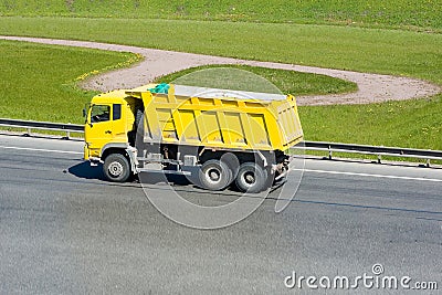 Yellow dump truck Stock Photo